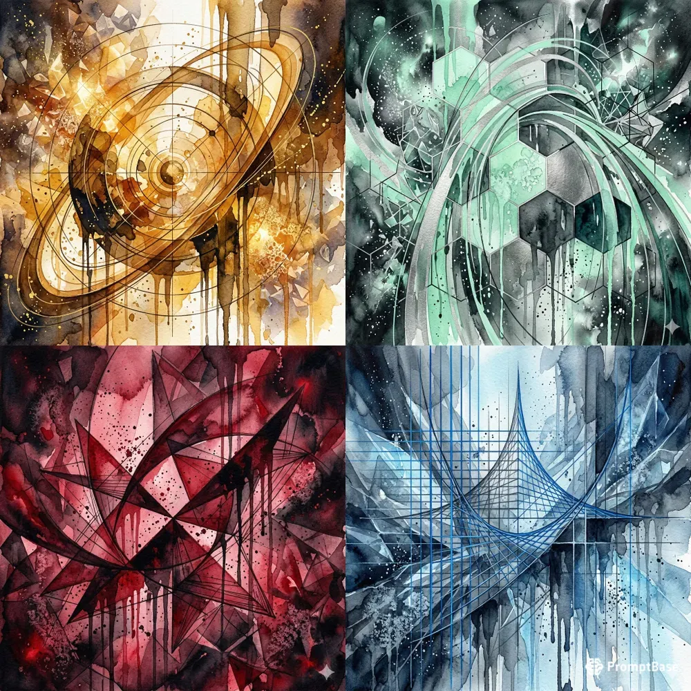 Modern Abstract Geometric Watercolors