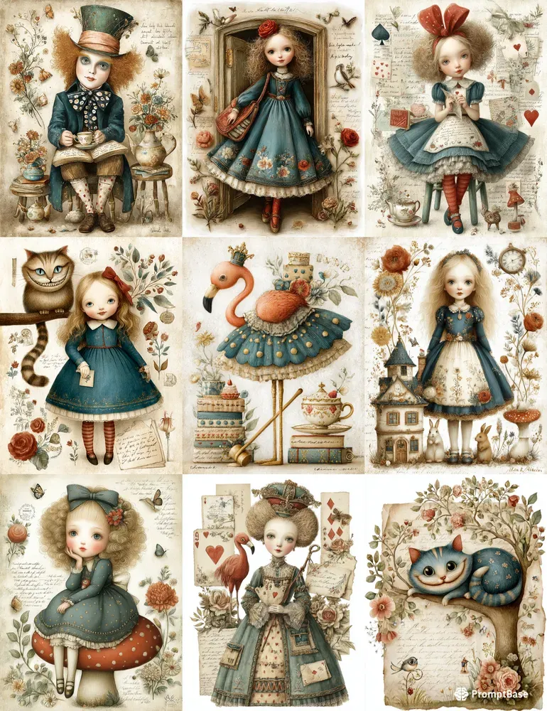 Alice Wonderland Junk Journal Stamperias