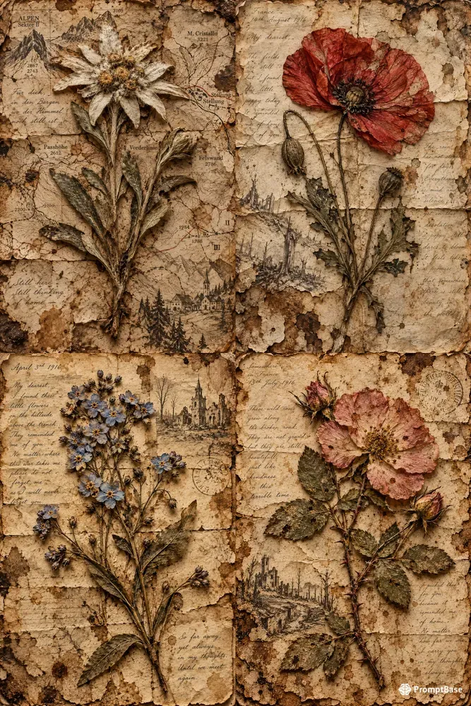 Vintage Melancholic Trench Floral Art