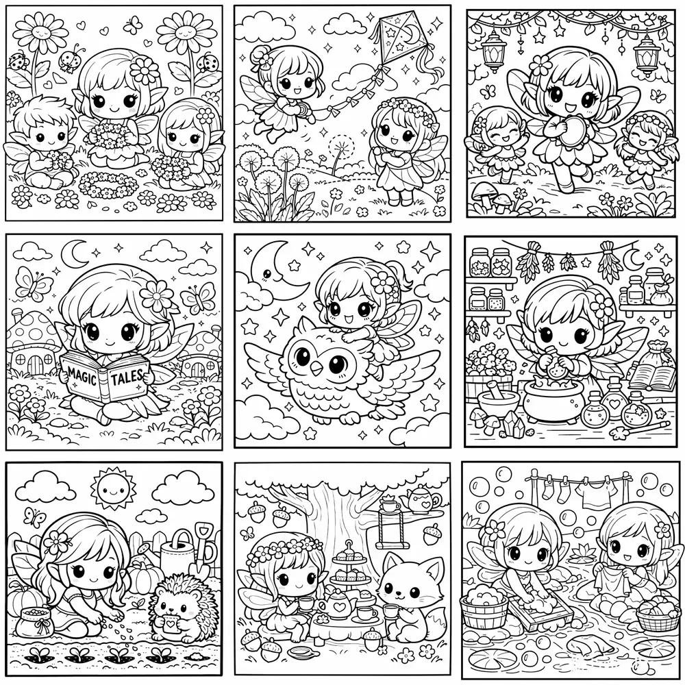 Fairy Magic Coloring Book Pages