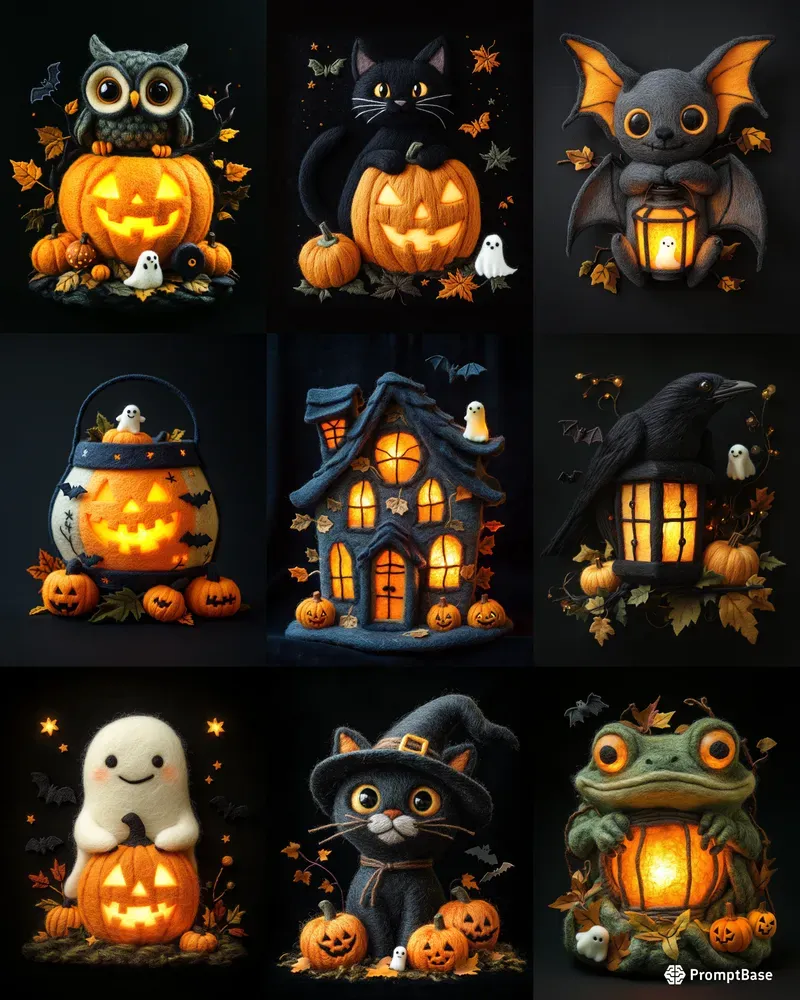 Halloween Felt Lanterns Tshirt Art