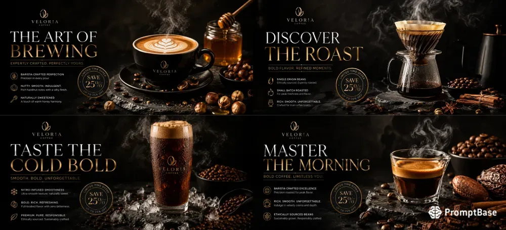 Luxury Coffee Brand Hero Banner Assets