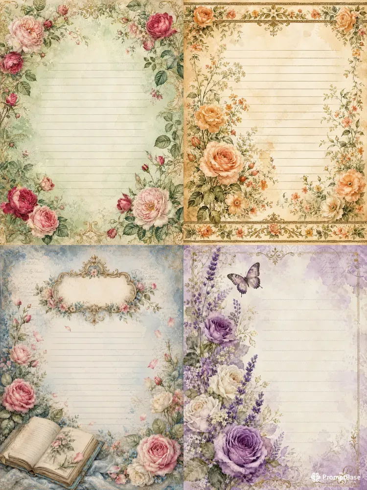 Vintage Floral Junk Journal Pages