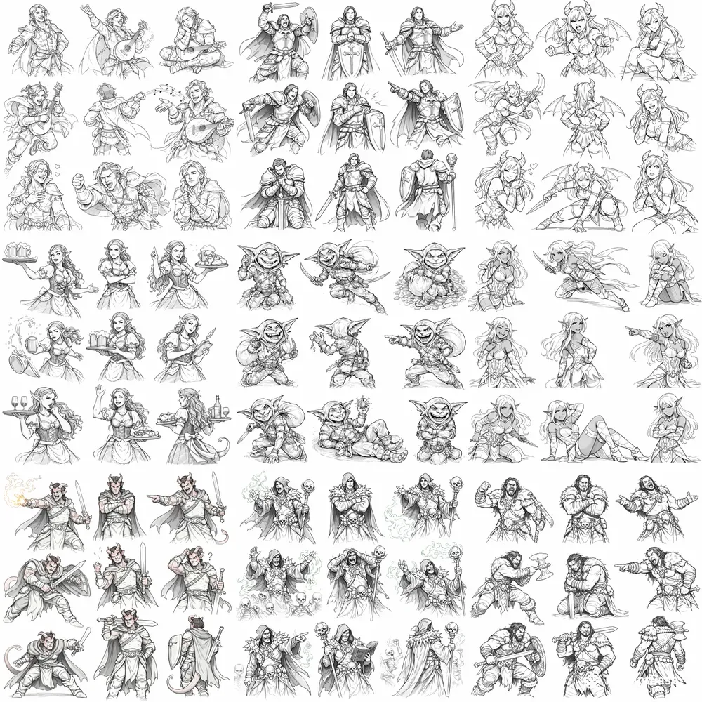Sketches DnD Fantasy Character Poses