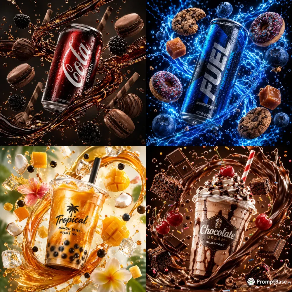 Floating Soda Splash Fusion Art