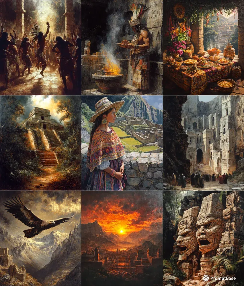 Oil Paintings Of Incan Cultures Midjourney Prompt | PromptBase