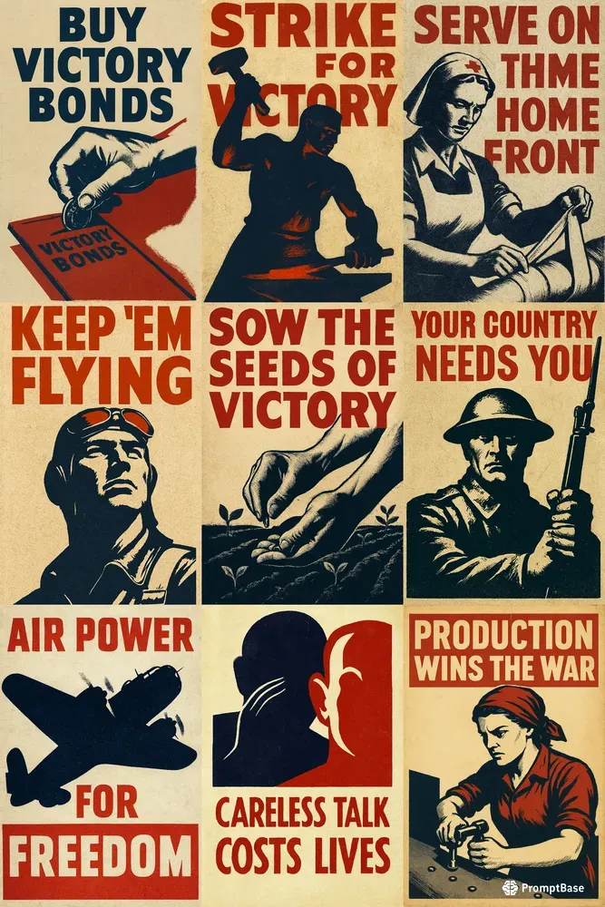 Vintage Wartime Posters ChatGPT Image Prompt | PromptBase