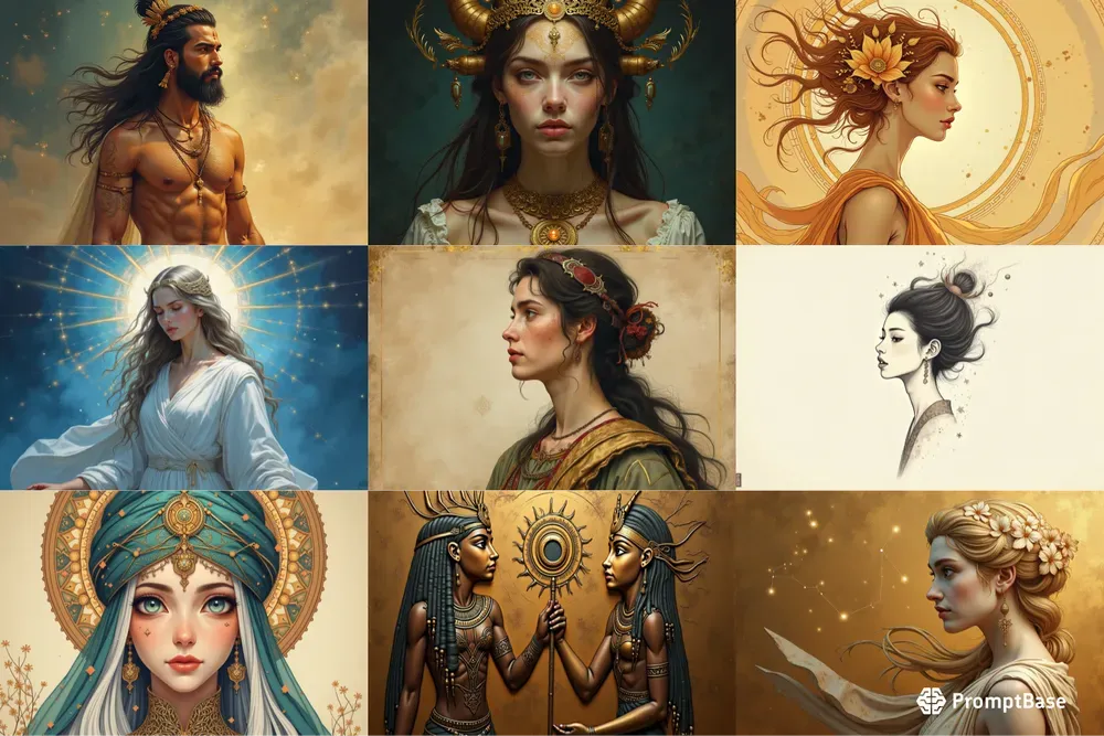 Celestial Mythology Character Portraits FLUX Prompt | PromptBase