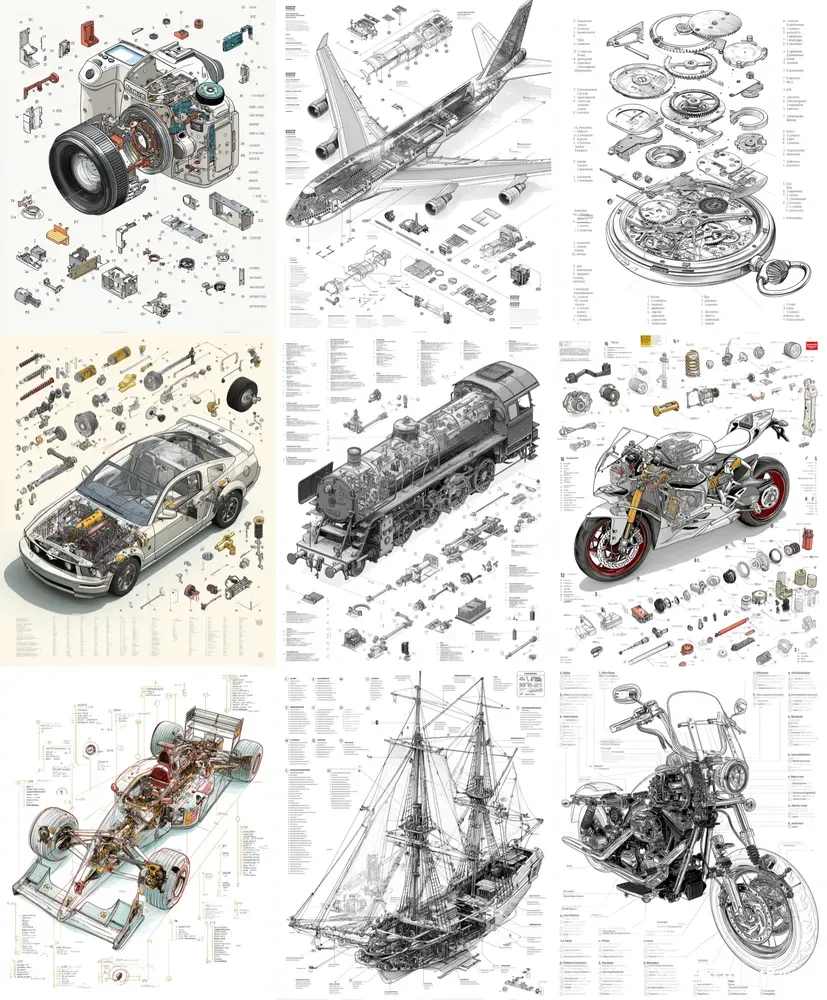 Exploded Diagram Foodtech Exploded View Tech Diagrams Midjourney Prompt | PromptBase