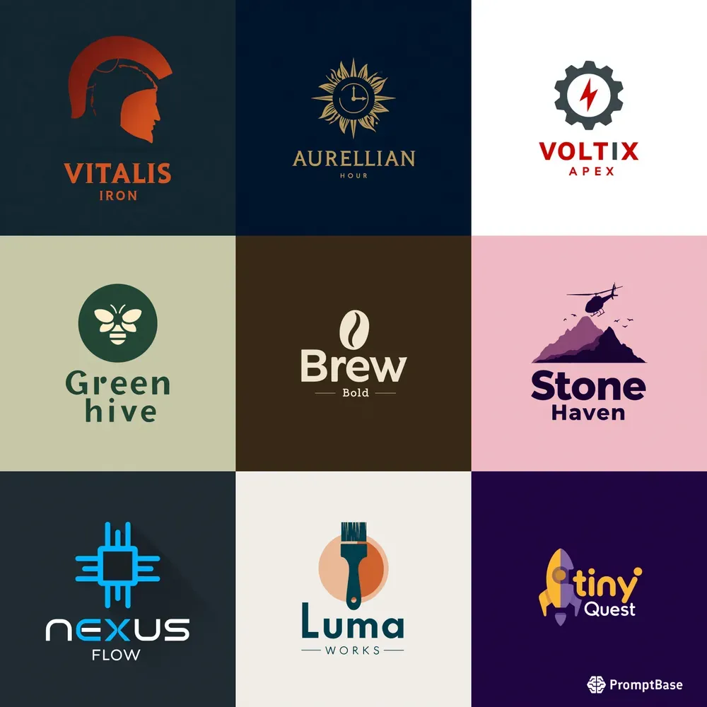 Minimalist Flat Logos Midjourney Prompt | PromptBase