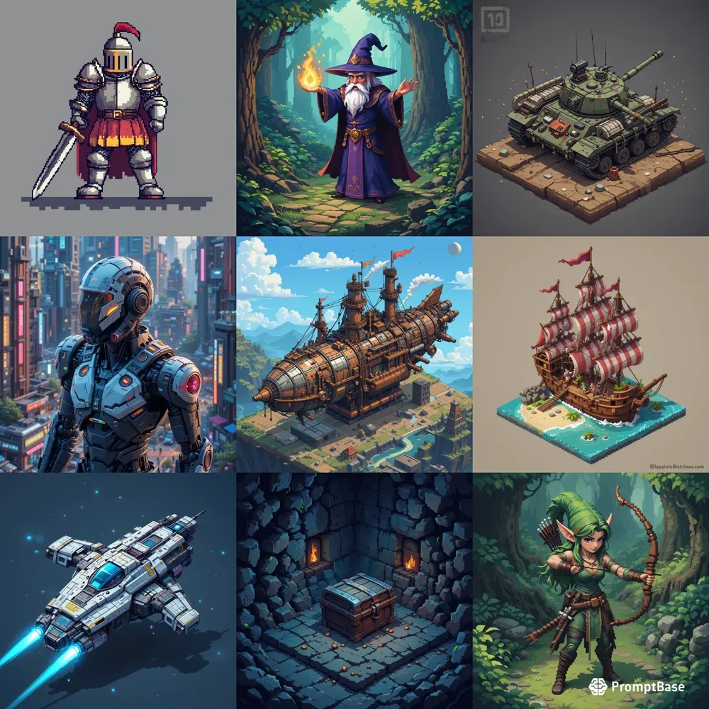2D Isometric Pixel Art s Midjourney Prompt | PromptBase