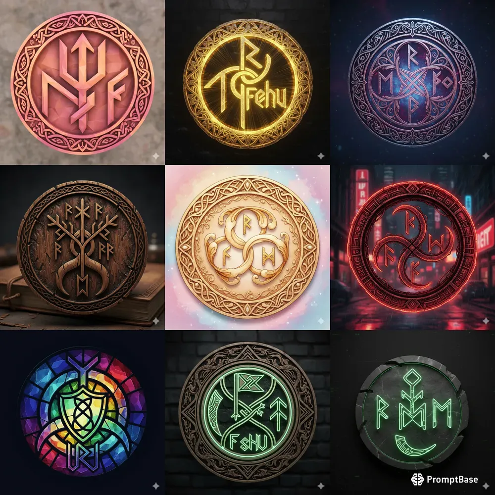 Unique Magical Rune Symbols Gemini Image Prompt | PromptBase