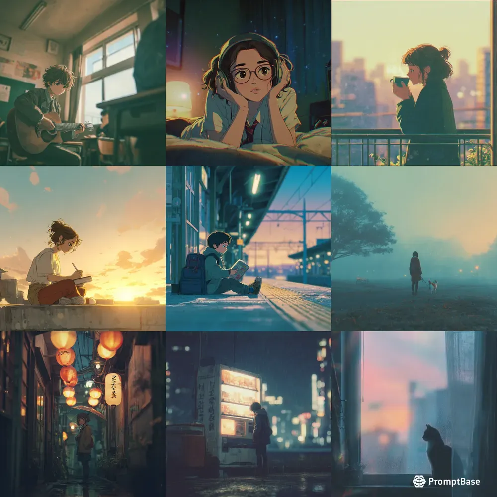 Anime Lofi Cover Art Midjourney Prompt | PromptBase