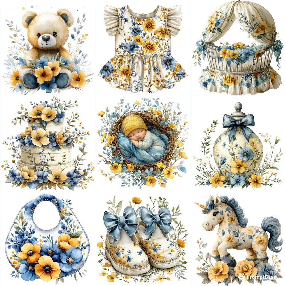 Baby Shower Beautiful Cliparts Midjourney Prompt | PromptBase