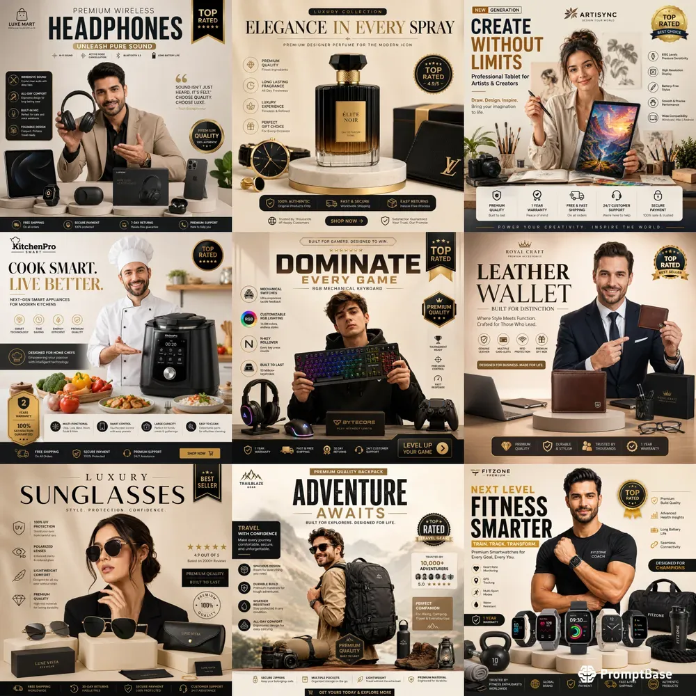 Modern Product Showcase Poster Packs ChatGPT Image Prompt | PromptBase