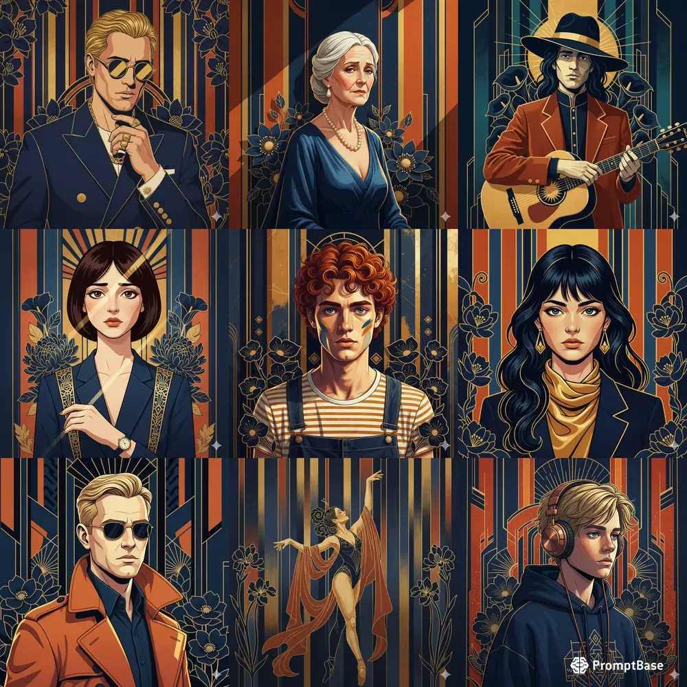 Modern Fashion Art Deco Style Gemini Image Prompt | PromptBase