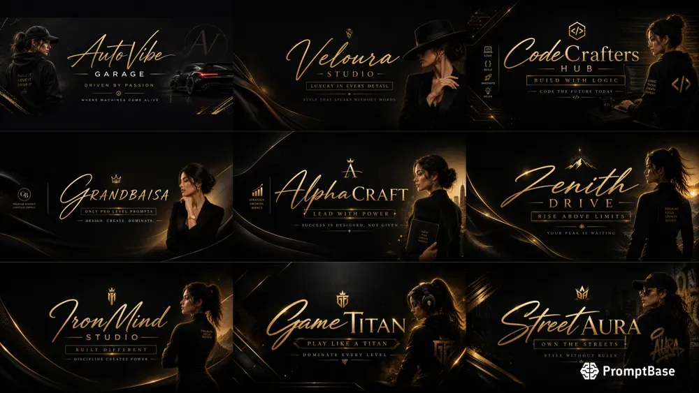 Luxury Feminine Dark Theme Banners ChatGPT Image Prompt | PromptBase