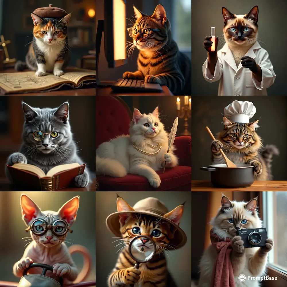 Prompt Cat Realistic Charming Cat Portraits FLUX Prompt | PromptBase