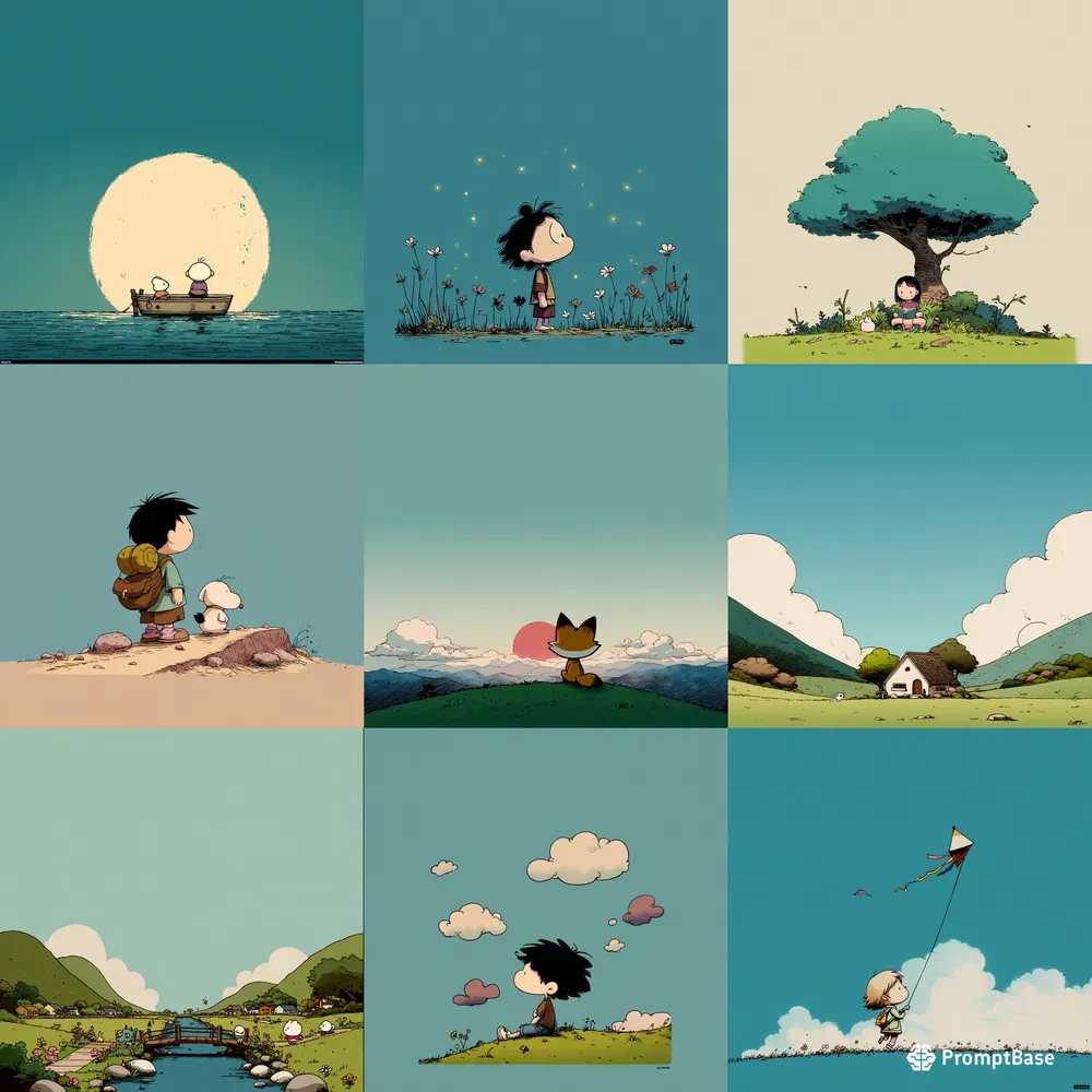 Minimal Storybook Illustration Scenes Midjourney Prompt | PromptBase