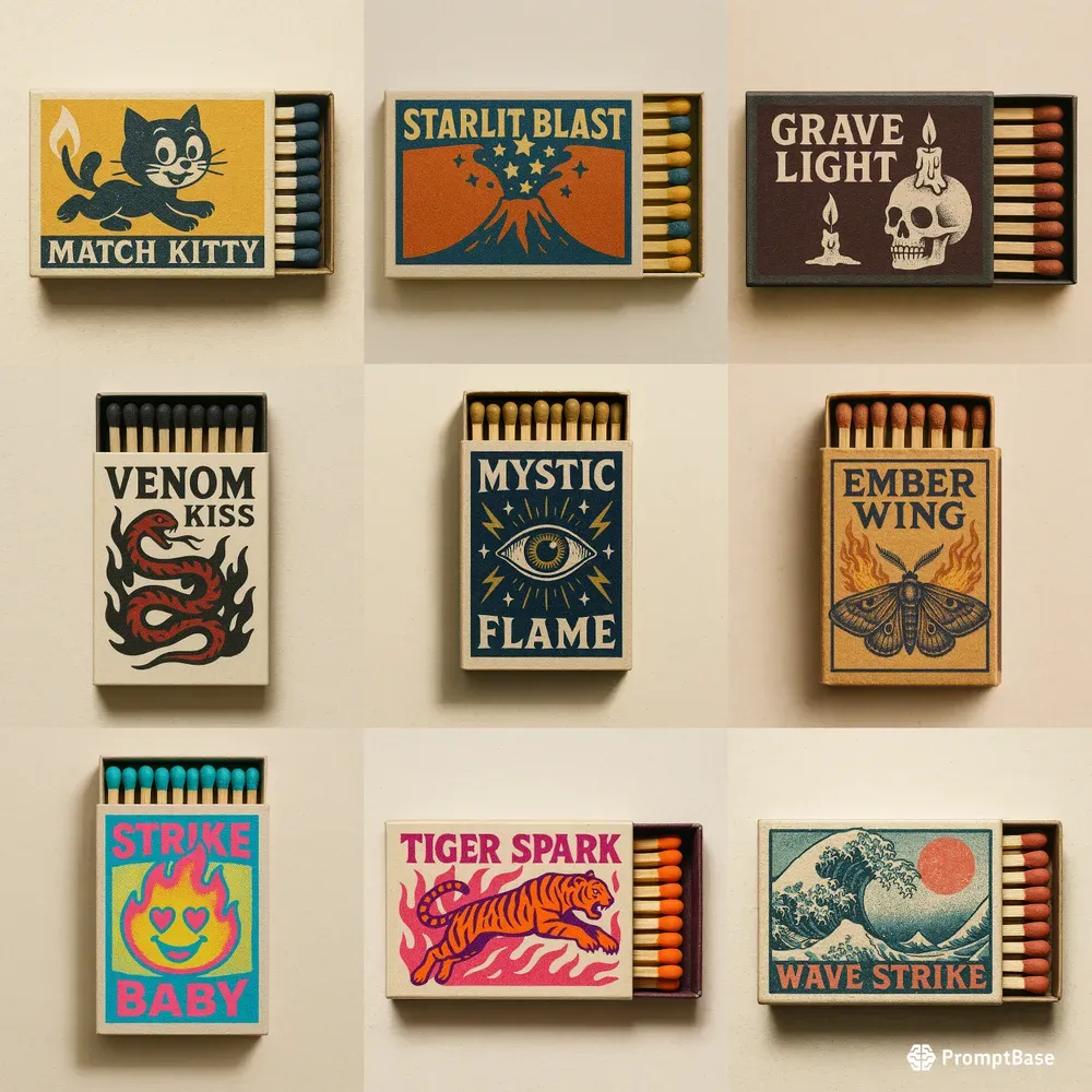Custom Vintage Matchbox Label Style ChatGPT Image Prompt | PromptBase