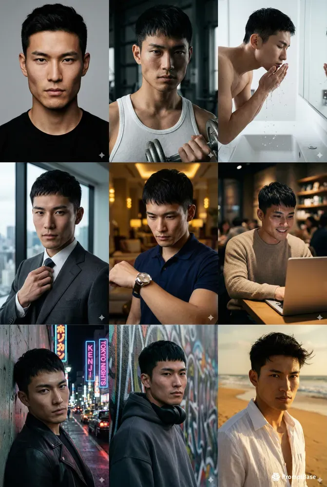 Consistent Japanese Male Models Kenji Gemini Image Prompt | PromptBase
