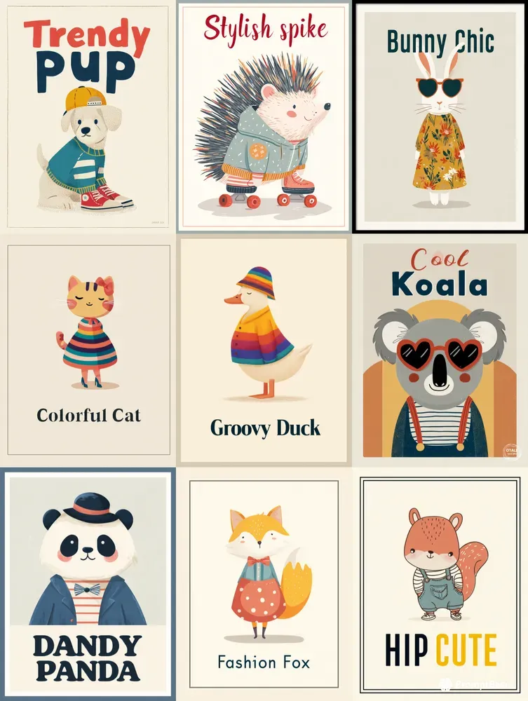 Funny Animal Posters For Kids Rooms Midjourney Prompt | PromptBase