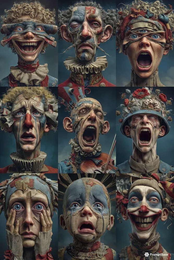 Grotesque Portraits Distorted Faces Art Midjourney Prompt | PromptBase
