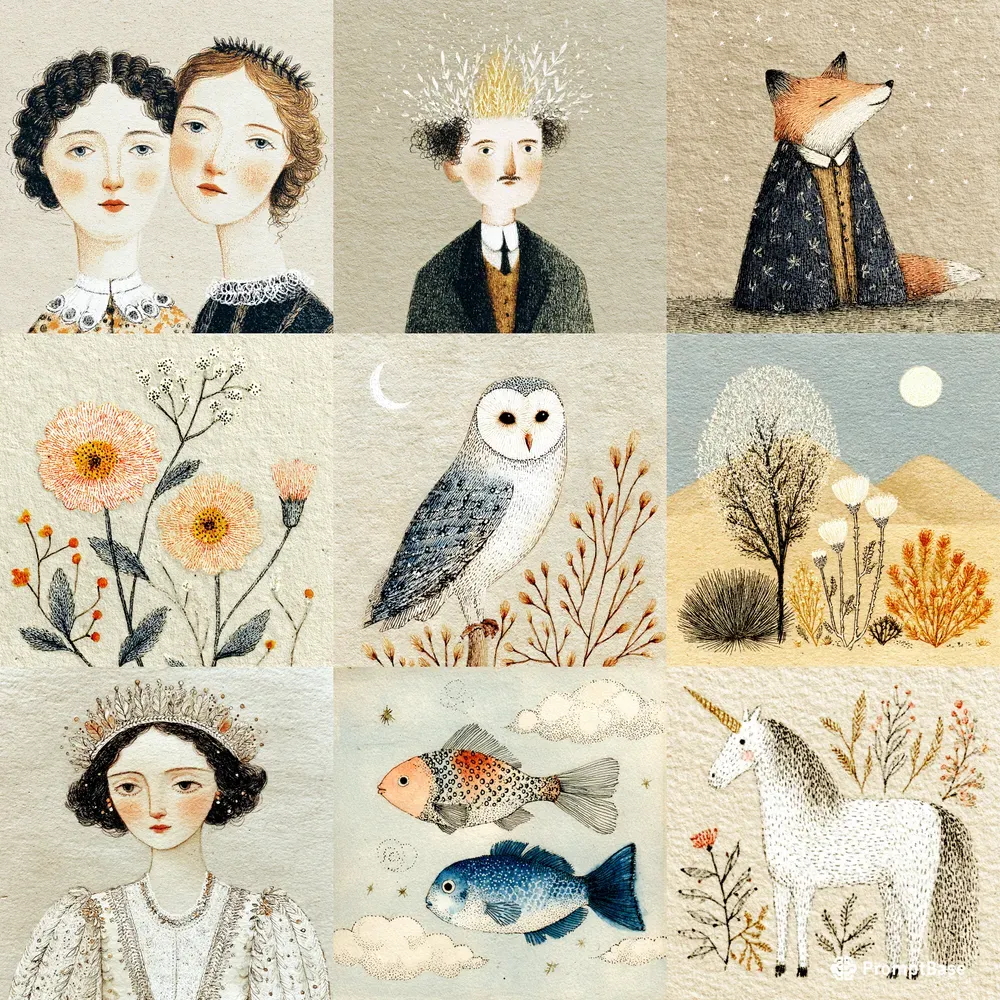 Vintage Illustrated Storybook Art Midjourney Prompt | PromptBase