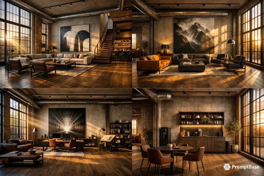 Luxury Industrial Loft Renders ChatGPT Image Prompt | PromptBase