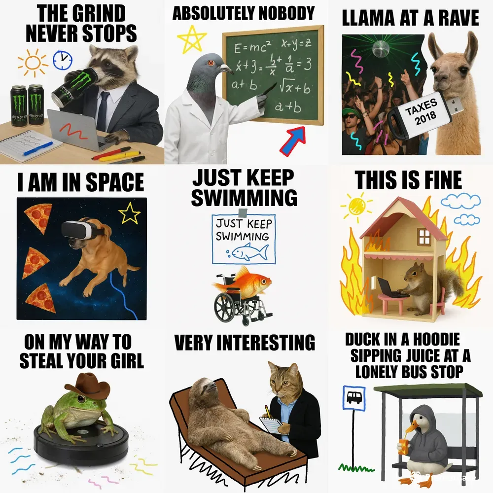 Absurdist Meme Collages Chaos ChatGPT Image Prompt | PromptBase