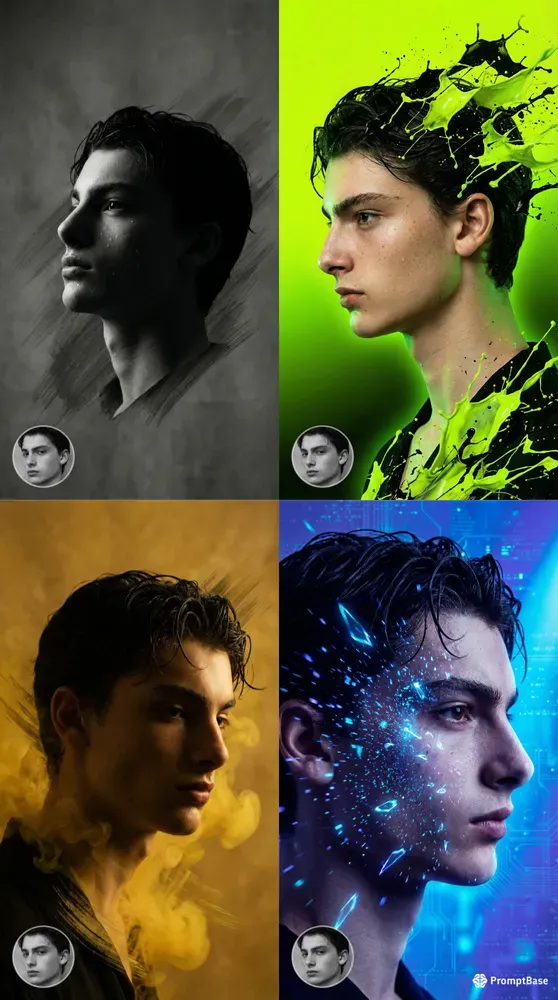 Dramatic Profile Portrait Templates Gemini Image Prompt | PromptBase