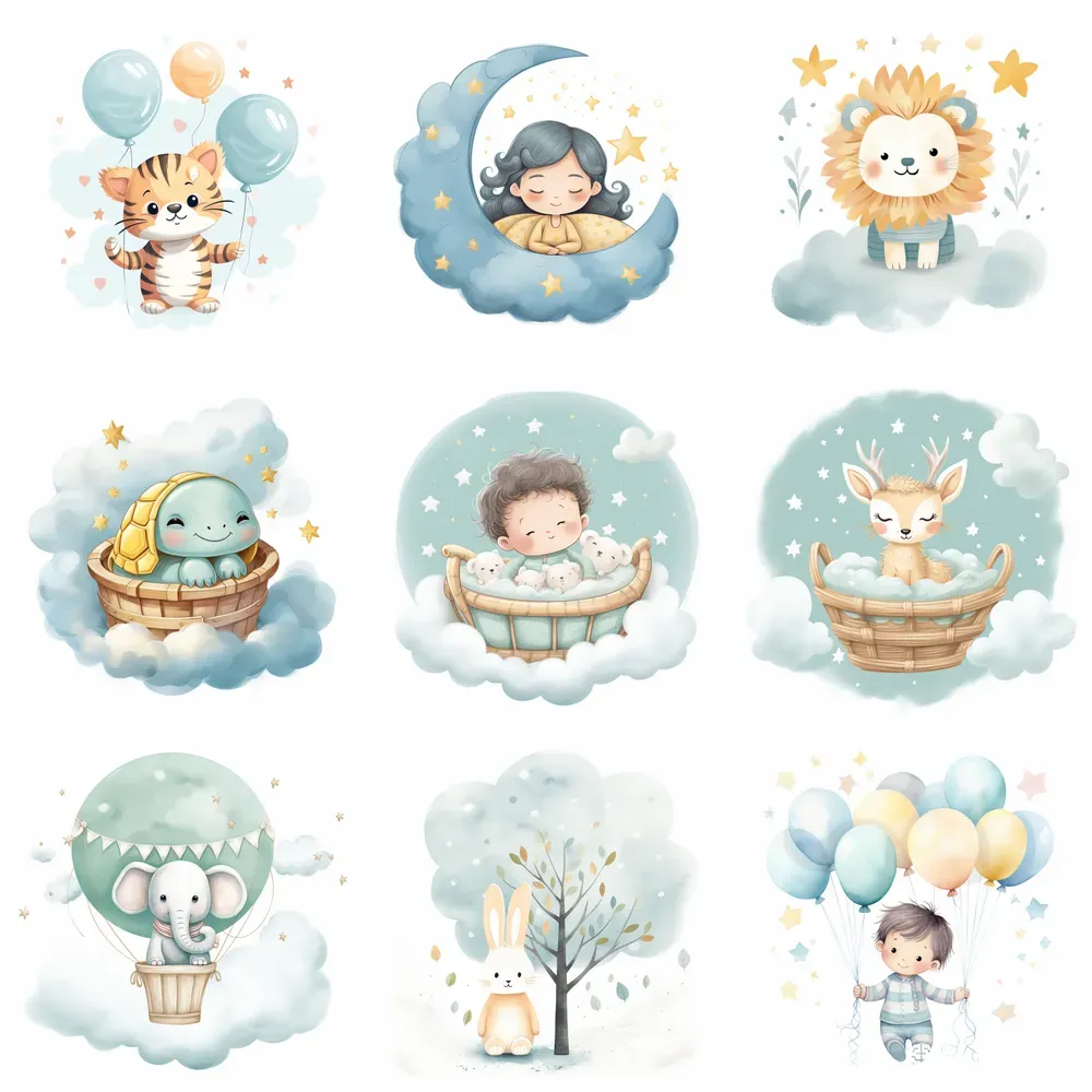 Nursery Wall Art Watercolor Baby Cliparts Midjourney Prompt | PromptBase