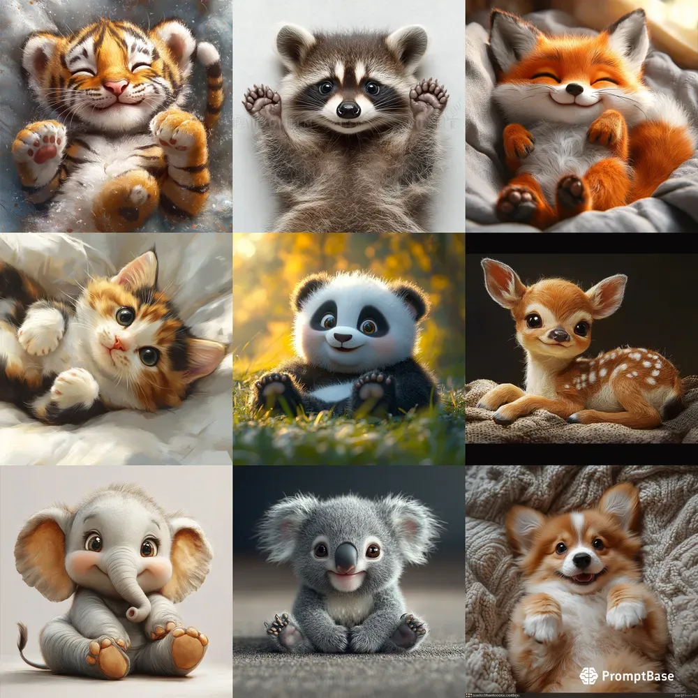 Adorable Baby Animals In Playful Poses Midjourney Prompt | PromptBase