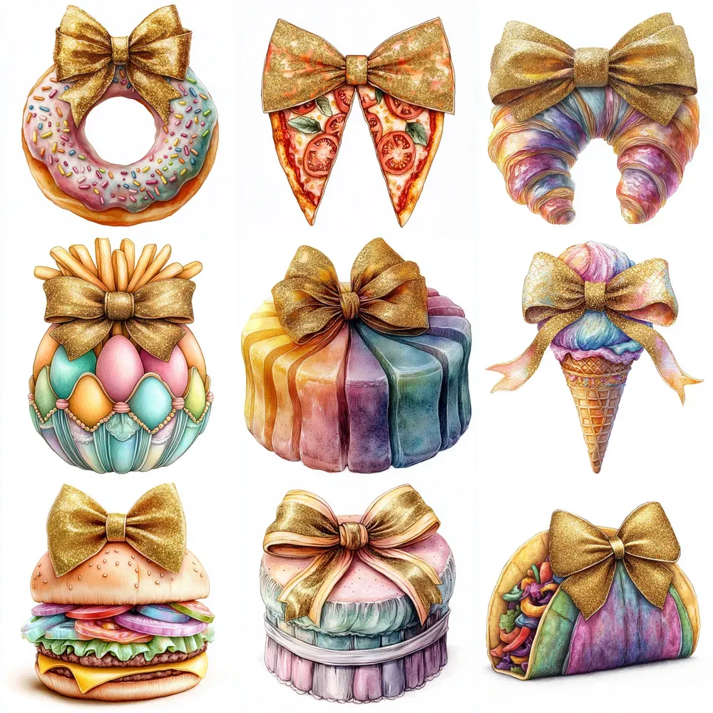 Coquette Food Watercolor Cliparts Midjourney Prompt | PromptBase