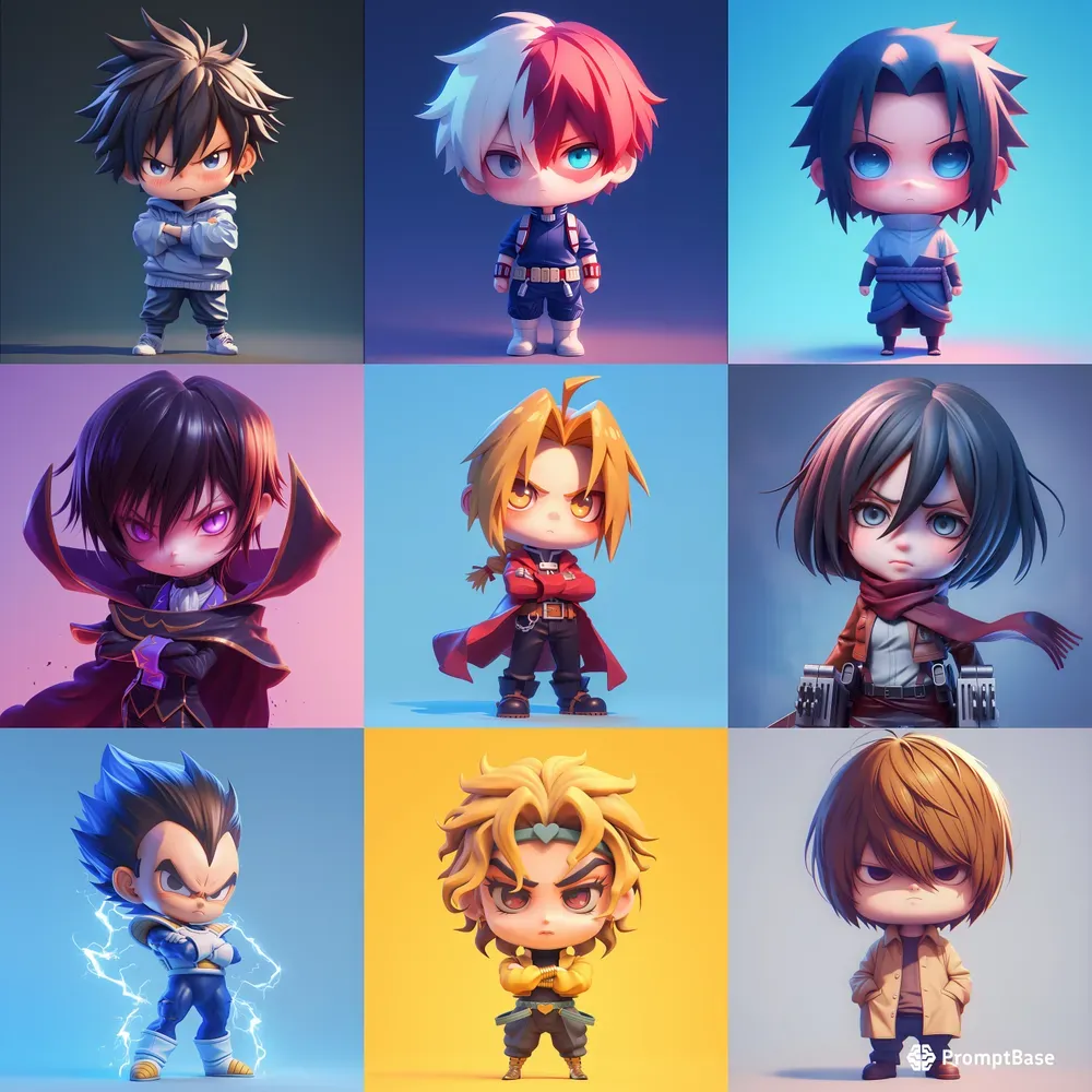 3D Chibi Anime Characters Midjourney Prompt | PromptBase