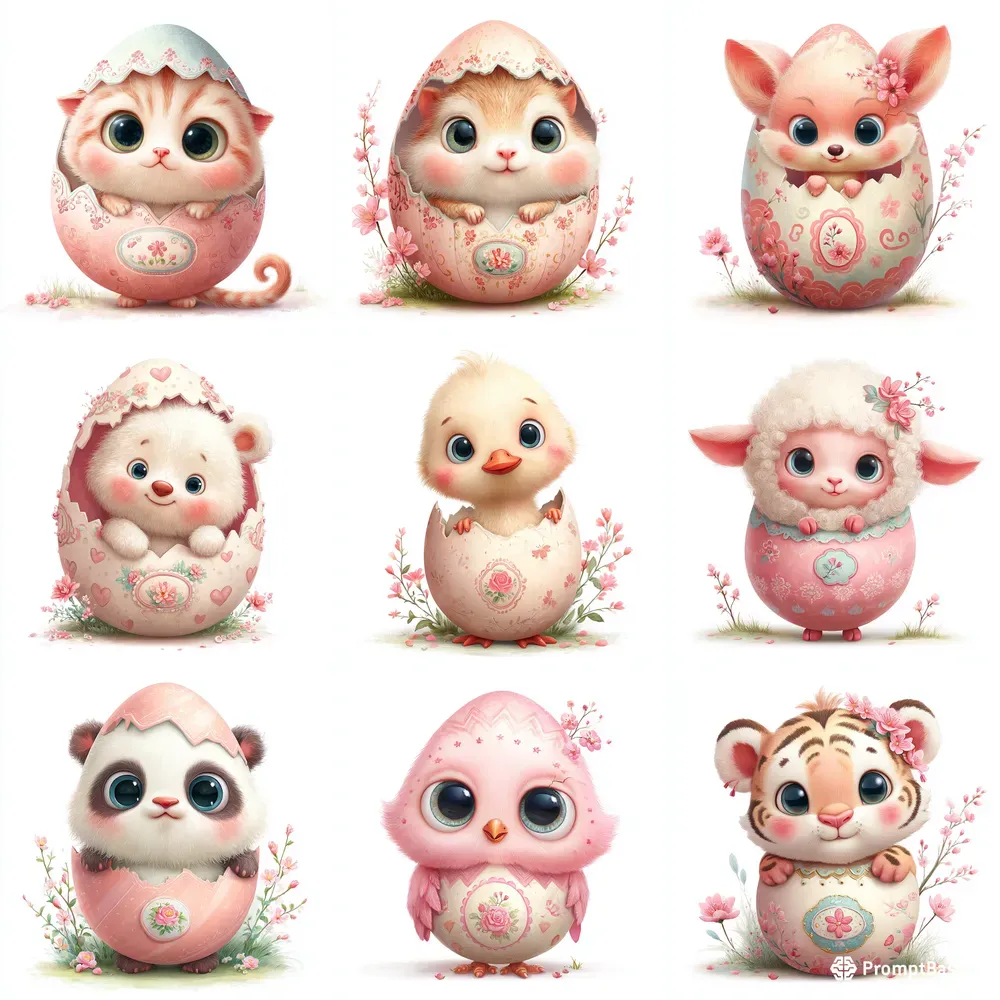 Cute Spring Easter Animal Clipart Midjourney Prompt | PromptBase