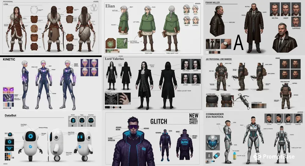 Professional Character Model Sheets Imagen Prompt | PromptBase