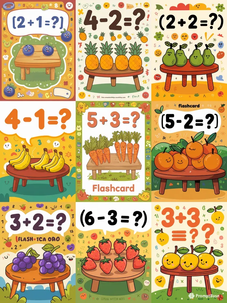 Simple Math Flashcards For Kids Ideogram Prompt | PromptBase