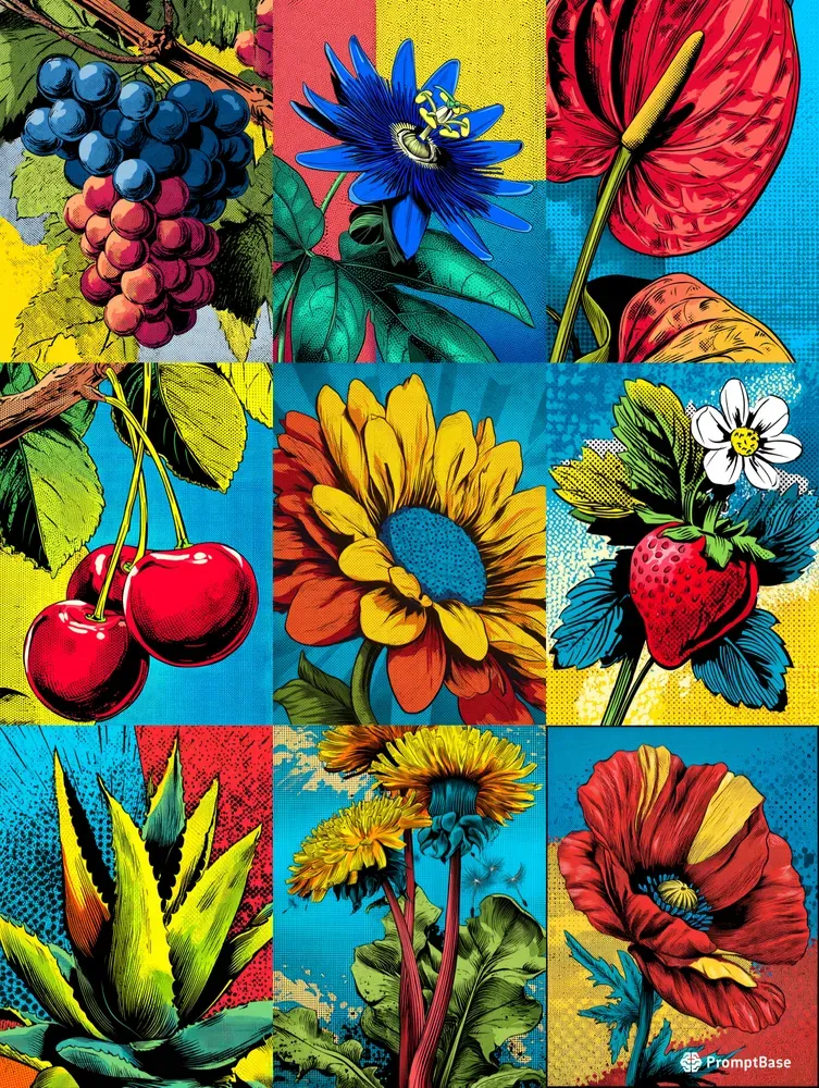 Pop Art Flowers Comic Style Posters Midjourney Prompt | PromptBase