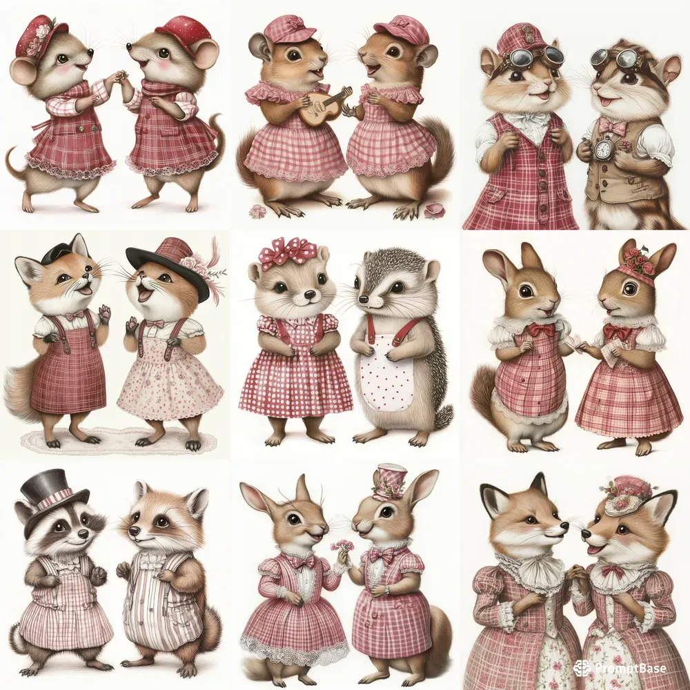 Charming Singing Animals In Vintage Outfits Midjourney Prompt | PromptBase