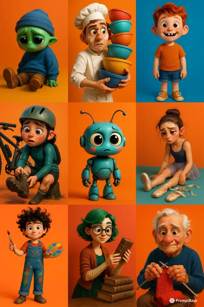 Animated Character Expression Showcases ChatGPT Image Prompt | PromptBase
