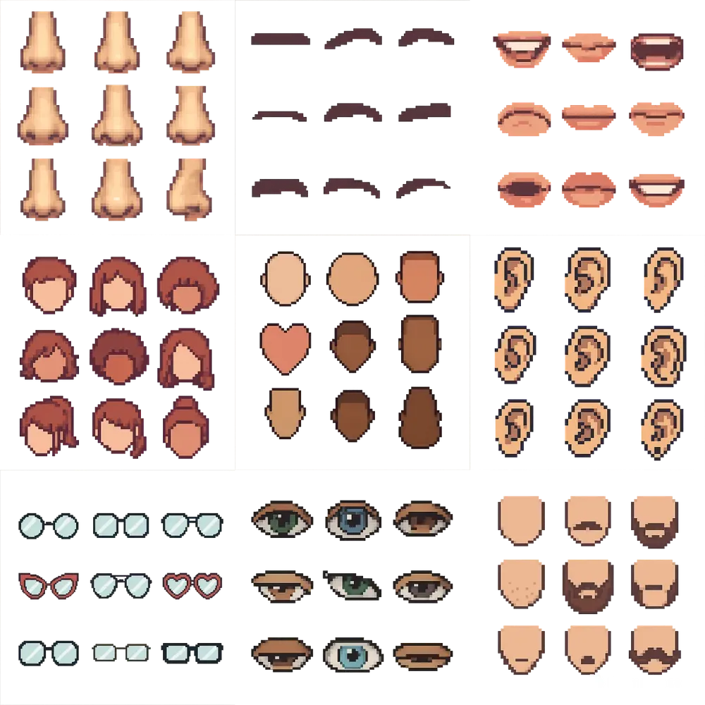 Pixel Art Character Customization Sets ChatGPT Image Prompt | PromptBase