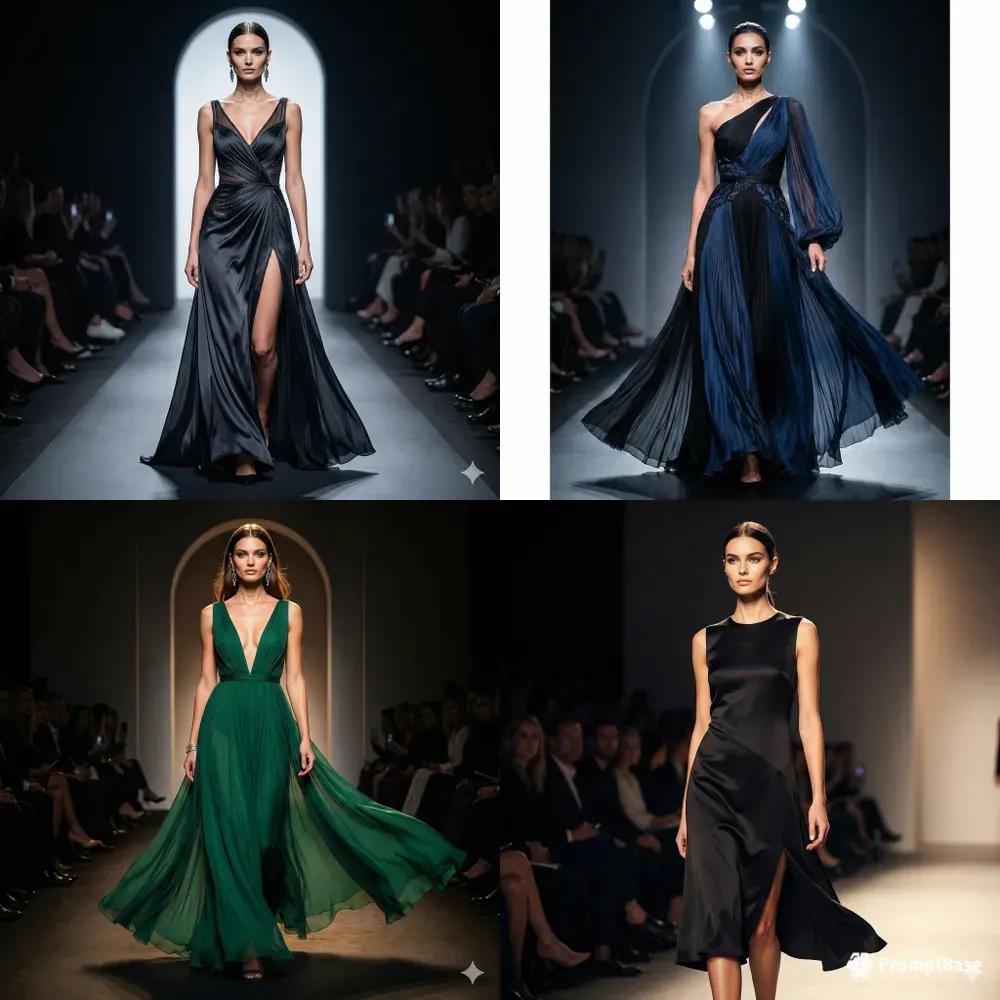 Modern Runway Fashion Illustrations Gemini Image Prompt | PromptBase