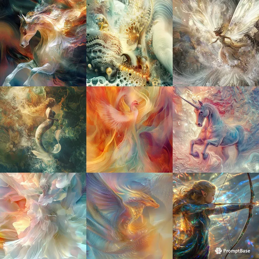 Fractal Echoes Fluid Surrealism Art Midjourney Prompt | PromptBase