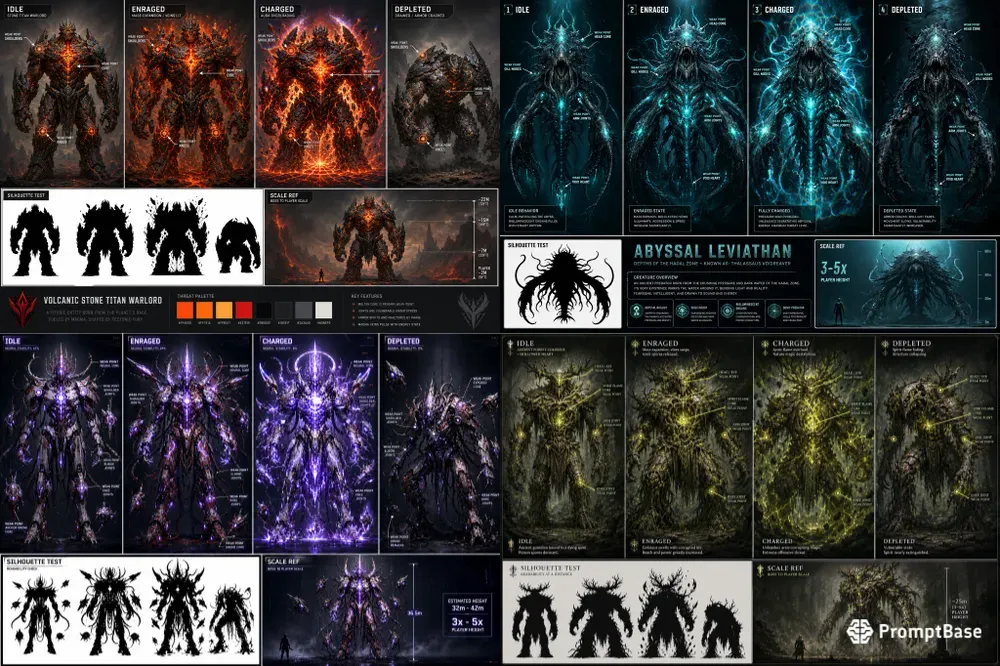 Boss Character Design Sheets ChatGPT Image Prompt | PromptBase