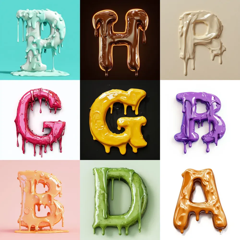 Glazed Lettering Dripping Glaze Alphabet Letters Midjourney Prompt | PromptBase