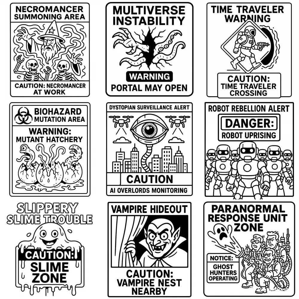 Caution Sign Coloring Books ChatGPT Image Prompt | PromptBase