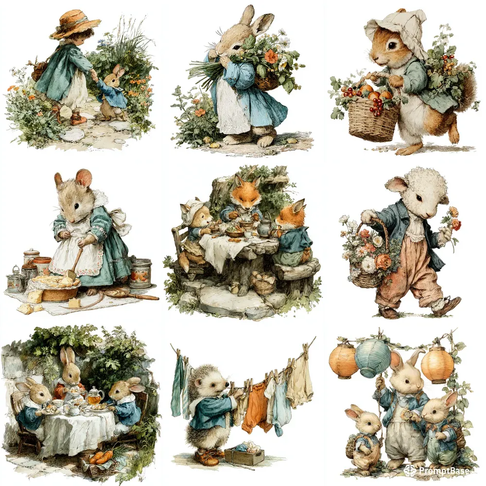 Woodland Kid Storybook Clipart Designs Midjourney Prompt | PromptBase