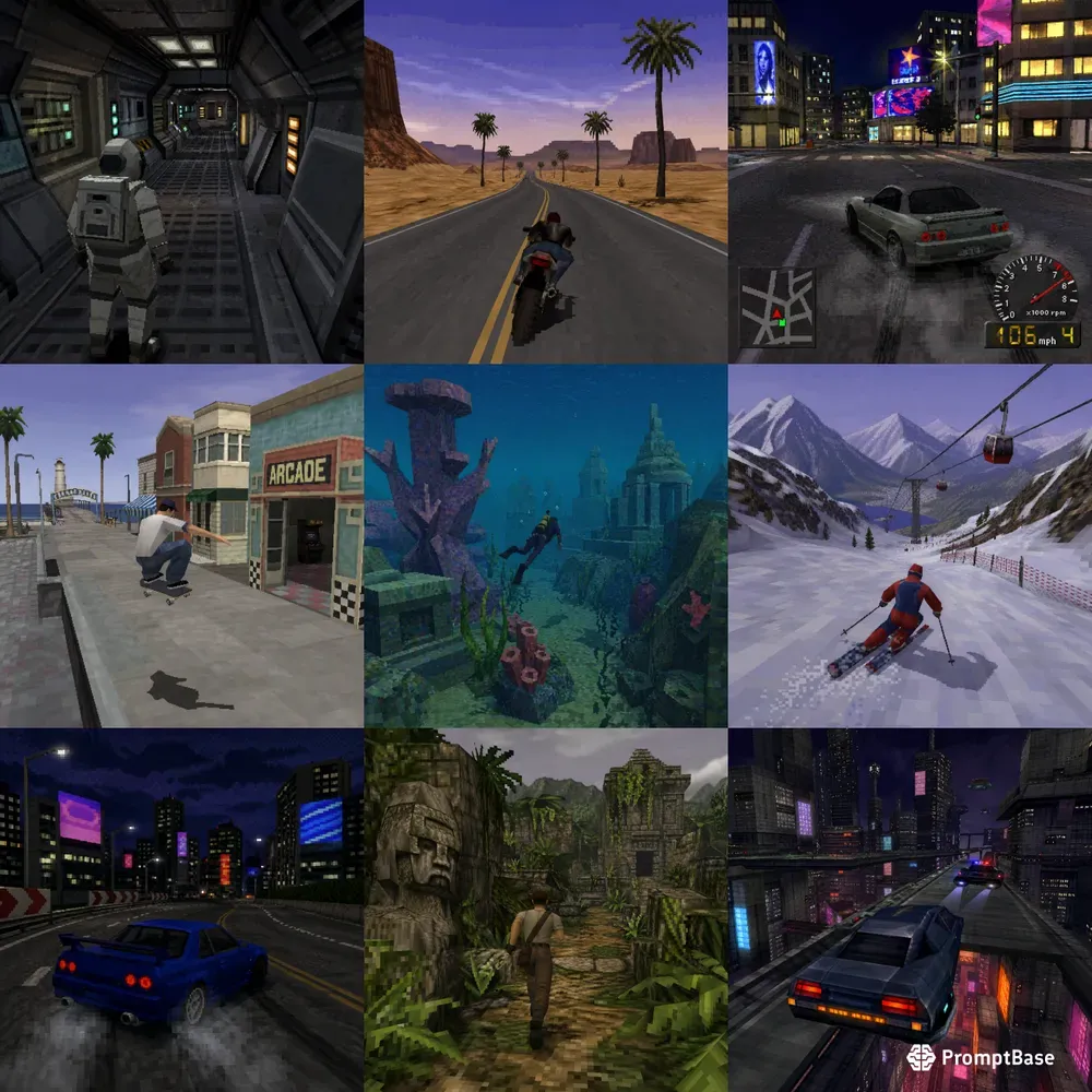 Ps1 Graphics Computer Graphics Styled Playstation 1 Video Games ChatGPT Image Prompt | PromptBase
