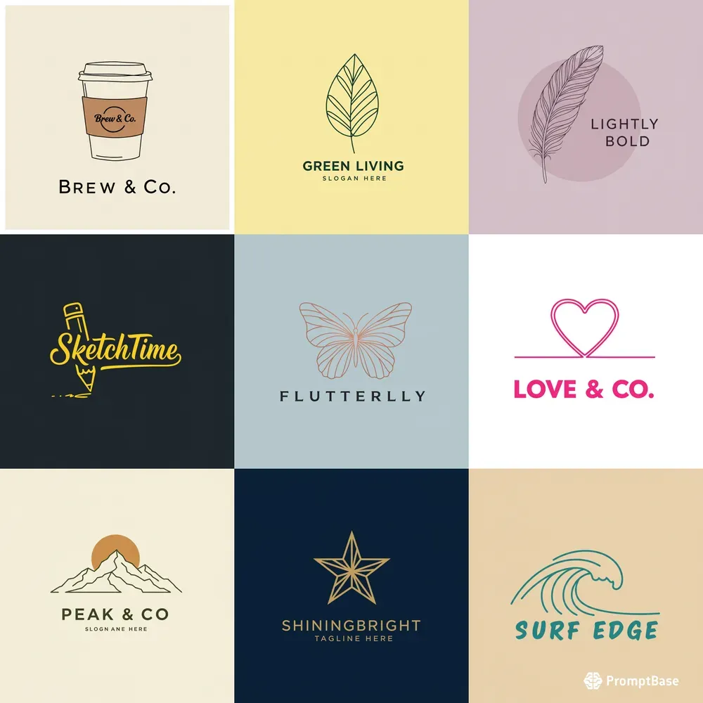 Minimalist Line Art Logos Imagen Prompt | PromptBase